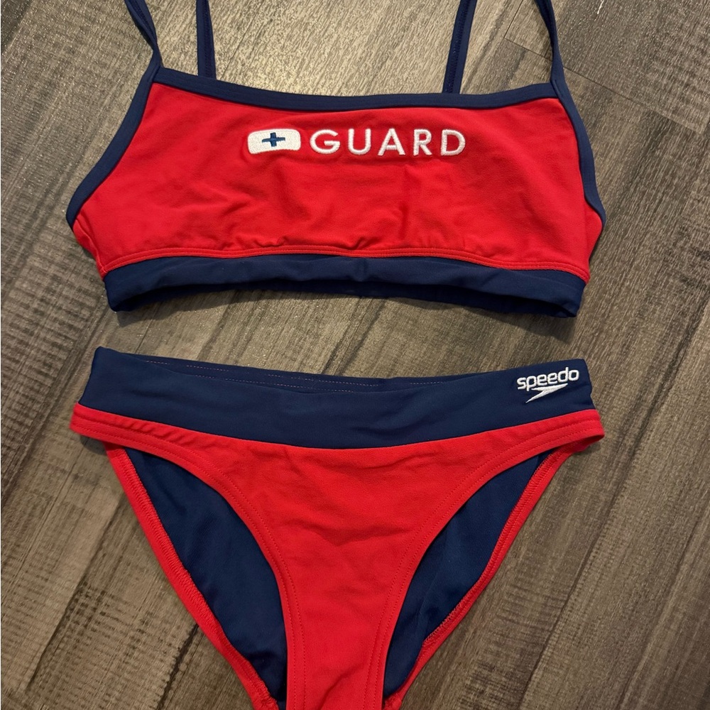 Speedo Red and Blue Guard Bikini Set